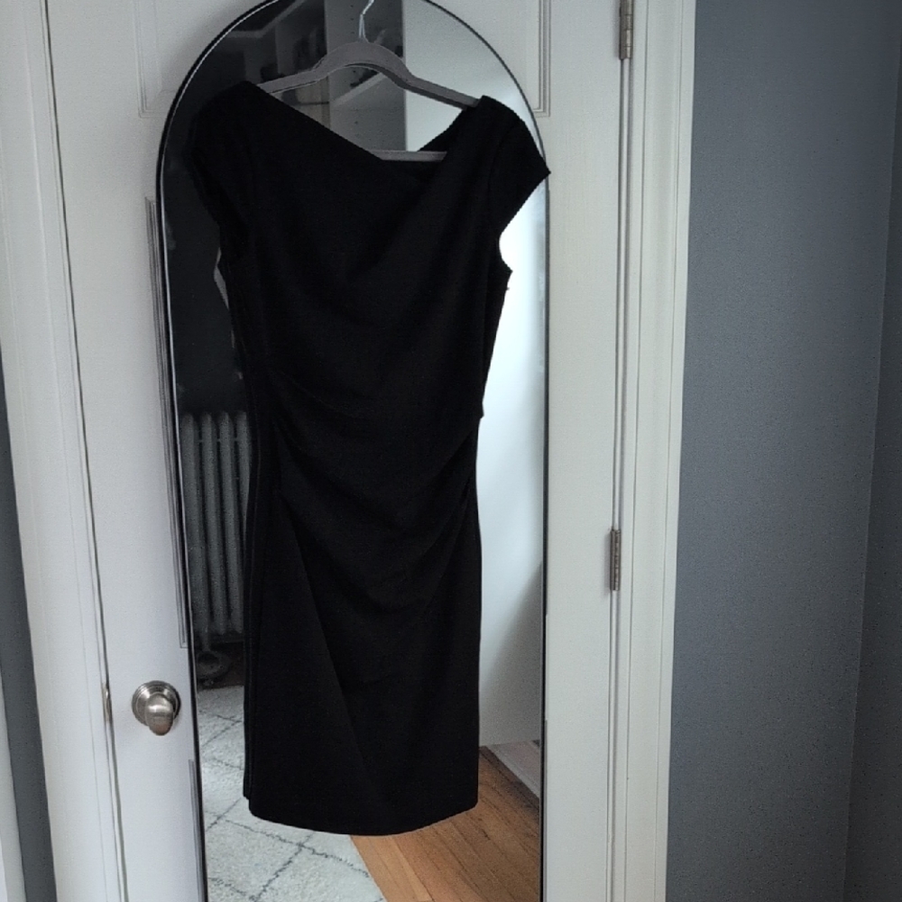 White House Black Market One Shoulder Black Dress